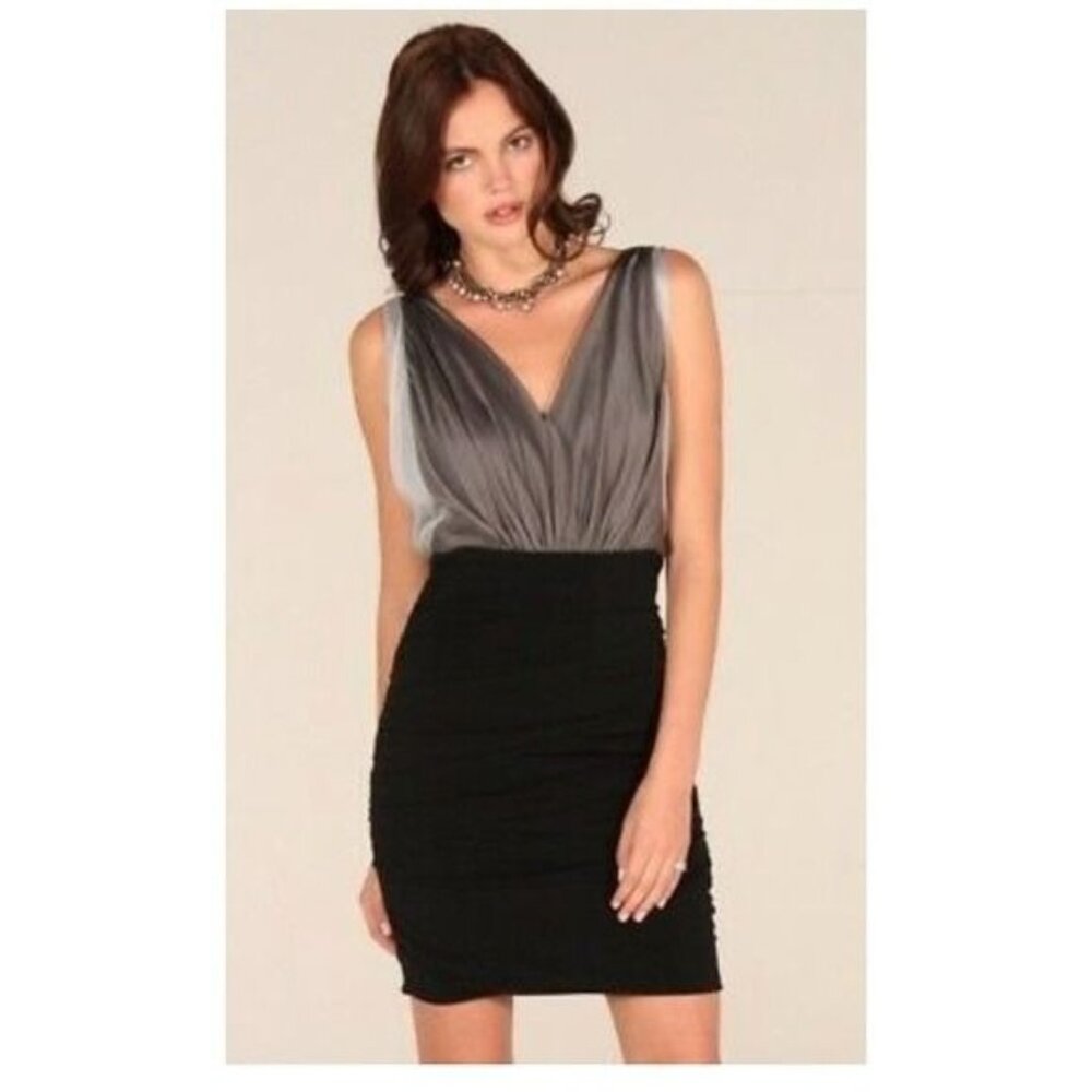 MARIA BIANCA NERO Grey/Black Silk Combo Bandage Dress Small fits XS 2 4